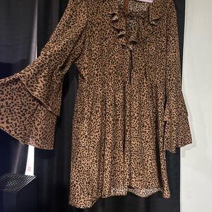 Boohoo Tan and Black Leopard Print Mini Dress